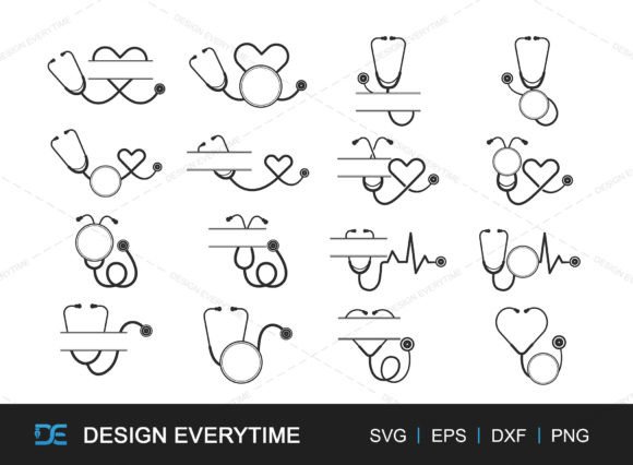 Stethoscope Monogram Bundle: Graphics and Crafts for Medical Themes